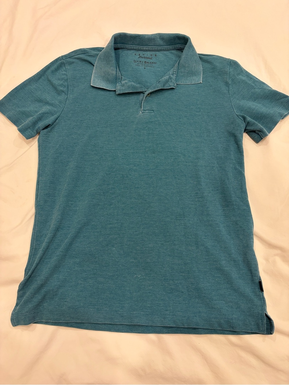 Lucky Brand Men's Teal Polo Shirt “Venice burnout” small